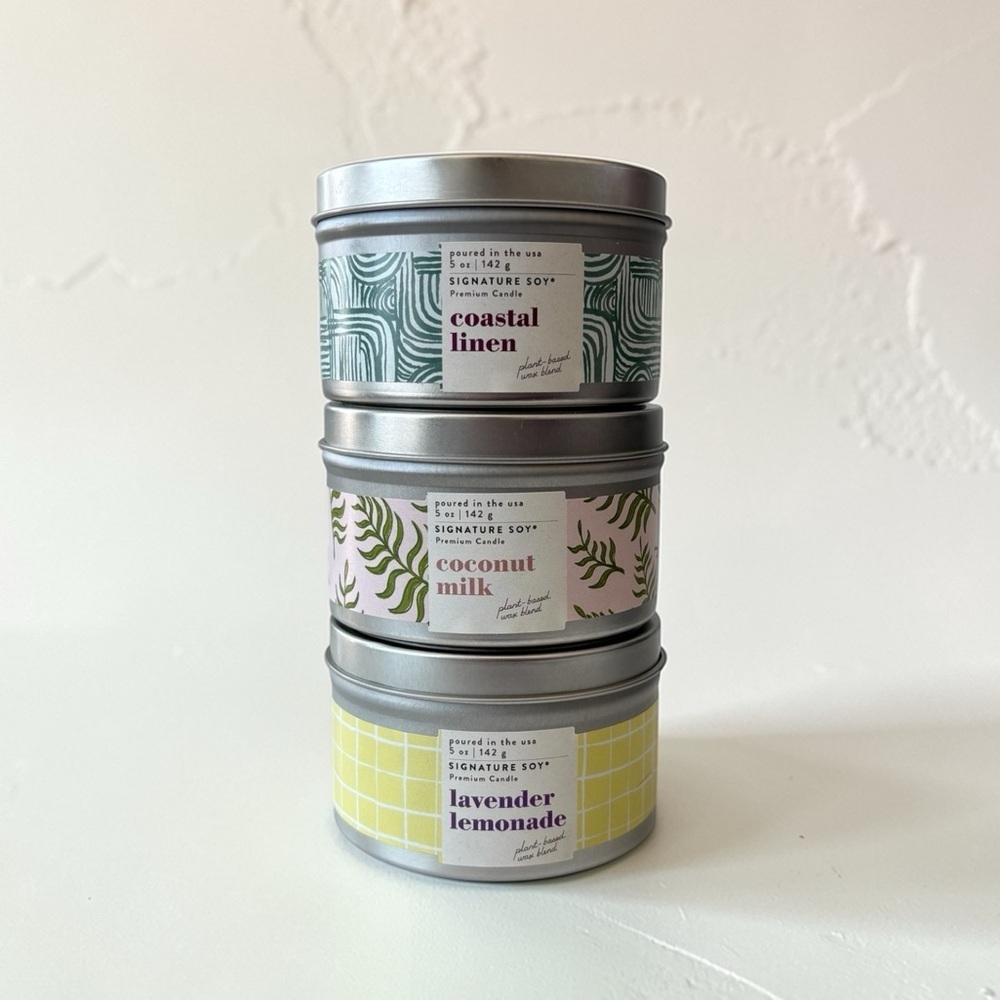 Illume Set of 3 Tin Candles 5 oz Signature Soy NEW